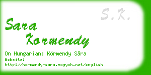 sara kormendy business card